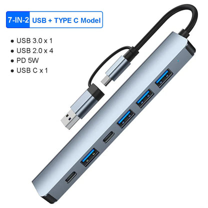 7-IN-2 USB HUB 3.0 USB C HUB Dock Station 5Gbps